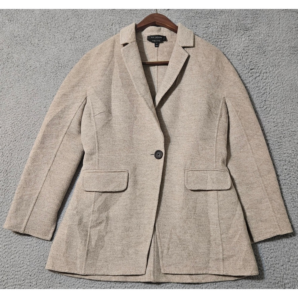 St. John Double Face Wool Angora & Cashmere Blend Blazer Sewn by Hand Size Small
